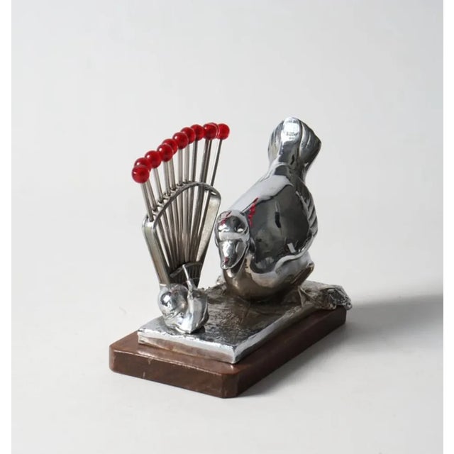 1940s Art Deco Benjamin Rabier Chrome on Wooden Plate Cocktail Set, 1930s For Sale - Image 5 of 12