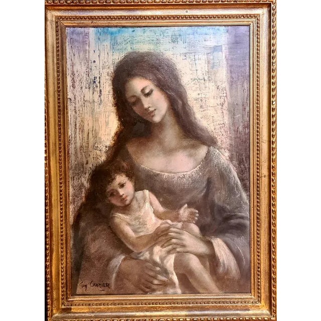 Guy Cambier, Mother and Child, Large Oil on Canvas, 1960s, Framed For Sale - Image 9 of 9