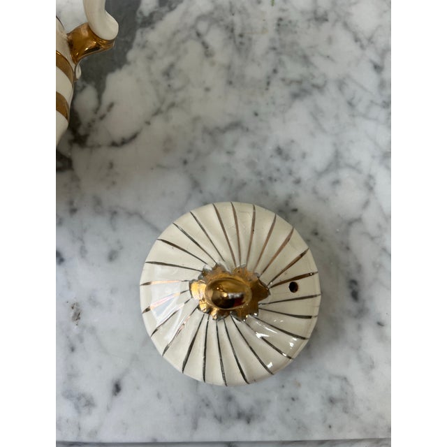 Vintage Sadler Cream & 24 Kt Gold Trim Teapot W/Lid - England For Sale - Image 9 of 10