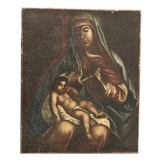 Spanish School Artist, Virgin and Child, Oil on Canvas, 18th Century For Sale
