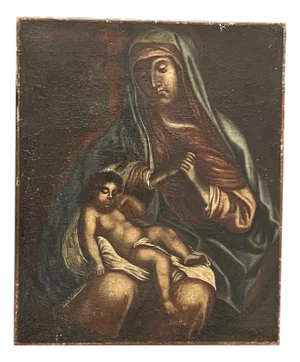 Spanish School Artist, Virgin and Child, Oil on Canvas, 18th Century