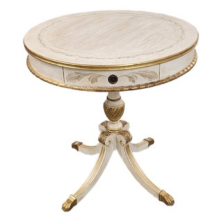 Decorative Florentine Style Handpainted Drum Side Table For Sale