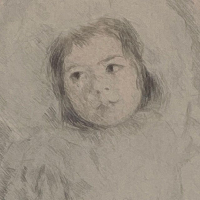 Mary Cassatt Mary Cassatt Hand Colored Drypoint Etching on Paper, Margo Wearing a Bonnet (No. 1) For Sale - Image 4 of 12