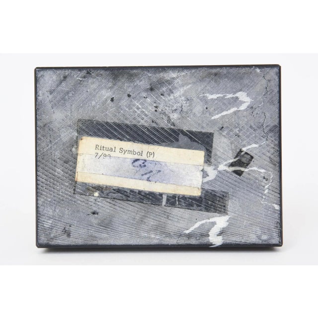 Vintage Abstract Steel Cubist Style Sculpture on Black Veined Marble Base For Sale - Image 11 of 12