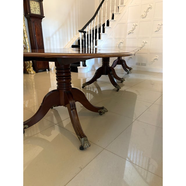 Wood Regency 16 Seater Figured Mahogany 3 Pilar Dining Table, 1830s For Sale - Image 7 of 17