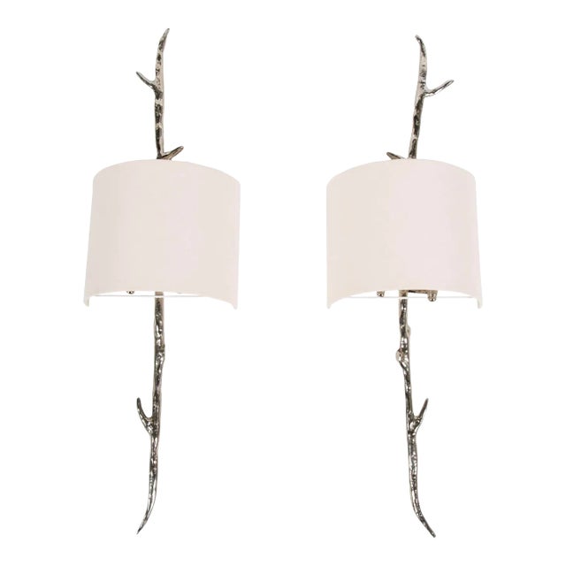 Vaughn “Aimens” Wall Sconces With Shades - A Pair. For Sale