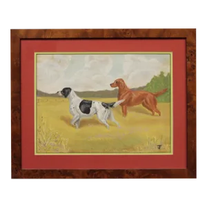 Mid 20th Century Orvis Sporting Dogs in the Field Pastel Drawing, Framed