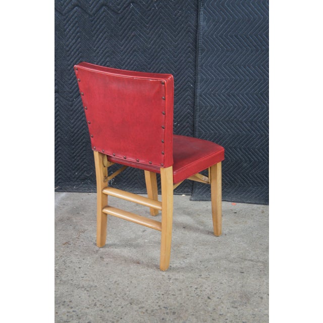Red Mid 20th Century Louis Rastetter & Sons 'The Solid Kumfort' Red Leather Folding Chair For Sale - Image 8 of 15