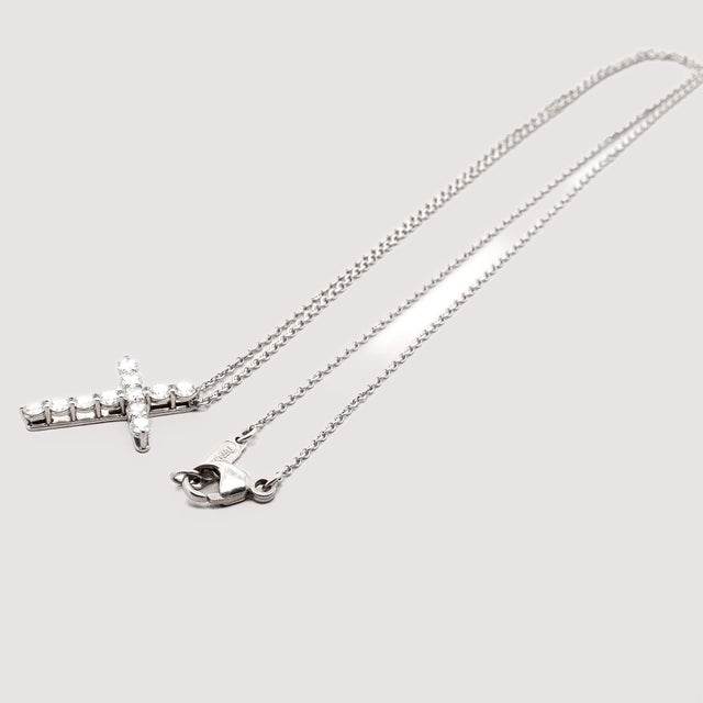 Tiffany & Co. Platinum & Diamond Pendant Cross 16-Inch Necklace For Sale - Image 11 of 18
