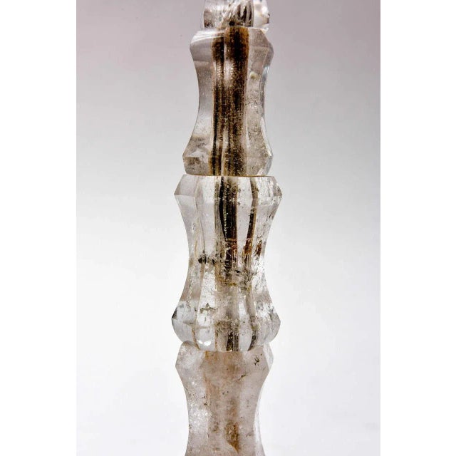 Glass Rock Crystal Candlesticks - Pair For Sale - Image 7 of 9