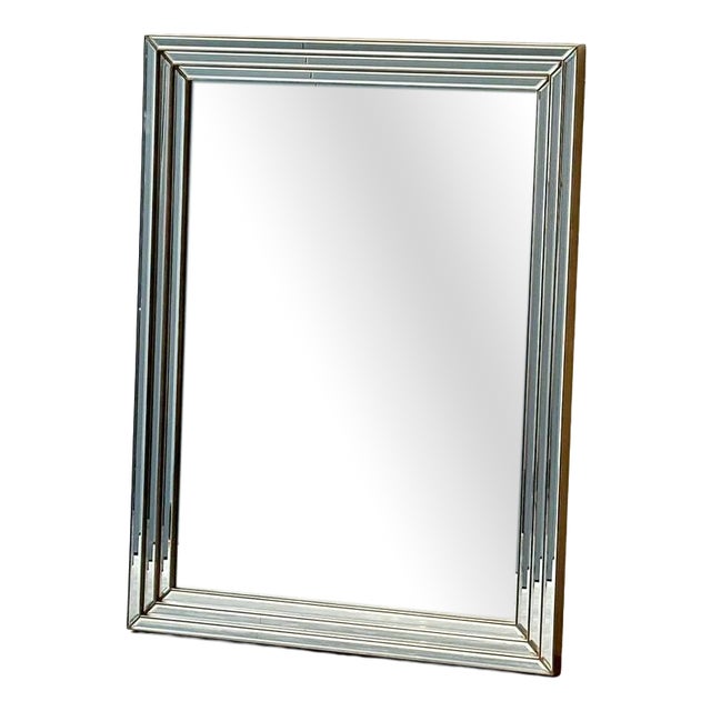 Wall Mirror Framed with Beveled Mirror Glass For Sale