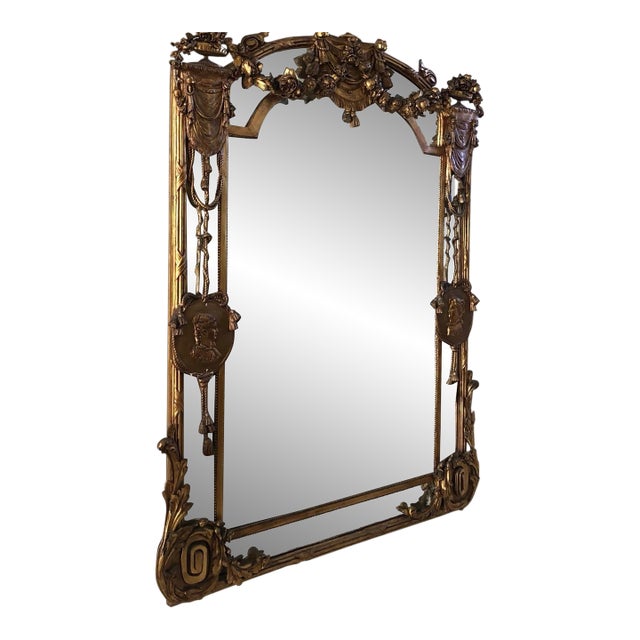 Monumental 19th-Century Italian Rococo/Neoclassical Revival Overmantel Mirror For Sale