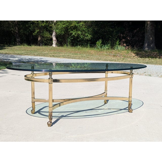 Vintage Labarge Regency Brass and Glass Cocktail Table For Sale - Image 14 of 18