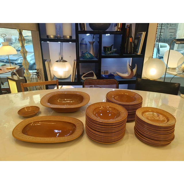 Terracotta Colored Ceramic Margherita Dinner Service by Antonia Campi for Richard Ginori, Italy, 1960s, Set of 57 For Sale - Image 13 of 17