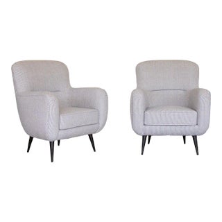 Pair of 1960's Italian Upholstered Armchairs For Sale