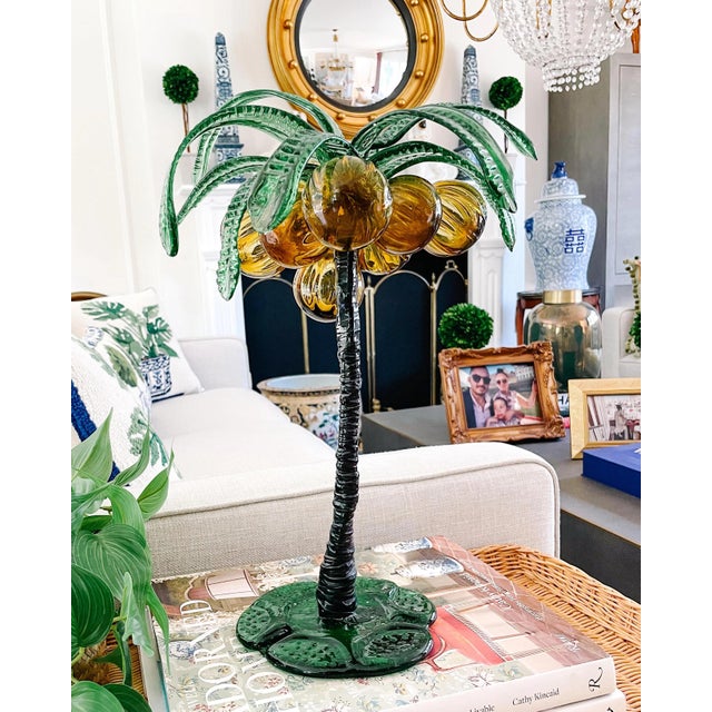 Tall 1960s Italian Murano Glass Palm Tree With Coconuts For Sale In San Diego - Image 6 of 6