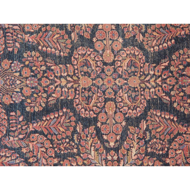 Blue Antique Persian Mohajeran Sarouk Rug, 3'5" X 4'11" For Sale - Image 8 of 9