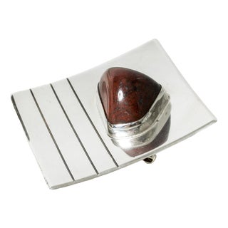 Silver and Jasper Brooch by Heikki Kakonen, 1964 For Sale