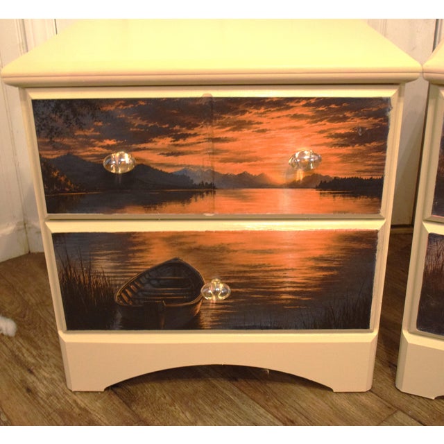 Nautical Late 20th Century Pair of Custom Nautical/Sunset Rowboat Nightstands For Sale - Image 3 of 5
