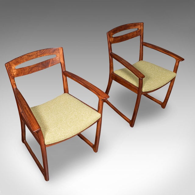 Pair of Vintage Side Chairs, Scottish, Teak, Elbow Seat, Beithcraft, Mid Century For Sale - Image 6 of 12