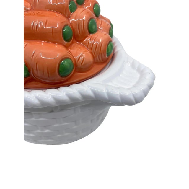 1970s Vintage Carrot and Basketweave Tureen For Sale - Image 10 of 11