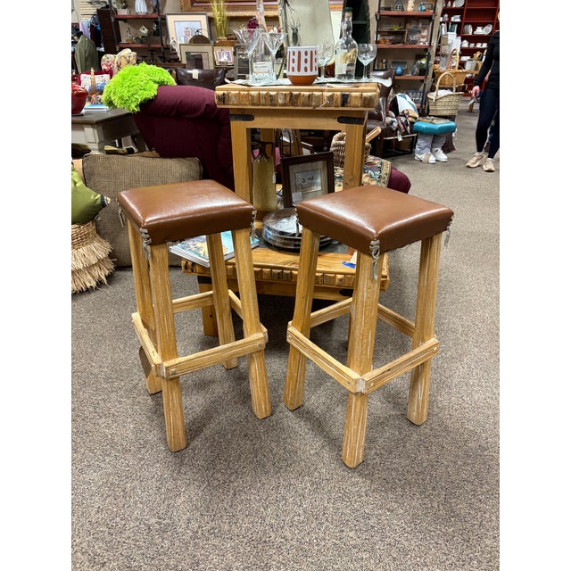 Wood Vintage Mid-Century Brandt Ranch Oak Bar Stools - Set of 2 For Sale - Image 7 of 10