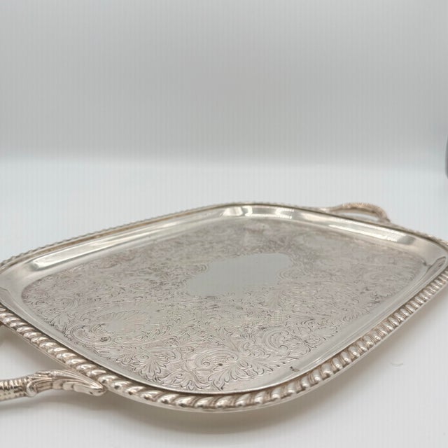 Sheffield Silver Co. Early 20th-Century Sheffield Silver Co. Ornate Silverplate Serving Tray For Sale - Image 4 of 9