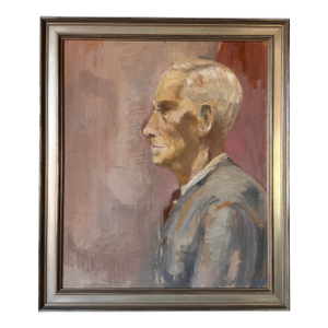 Vintage Portrait of an Elderly Gentleman Oil on Masonite Painting, Framed