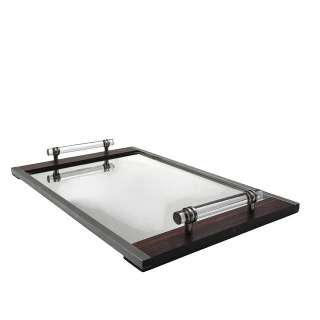 French Modern Mirrored Tray in the style of Jacques Adnet, 1940s For Sale - Image 11 of 13