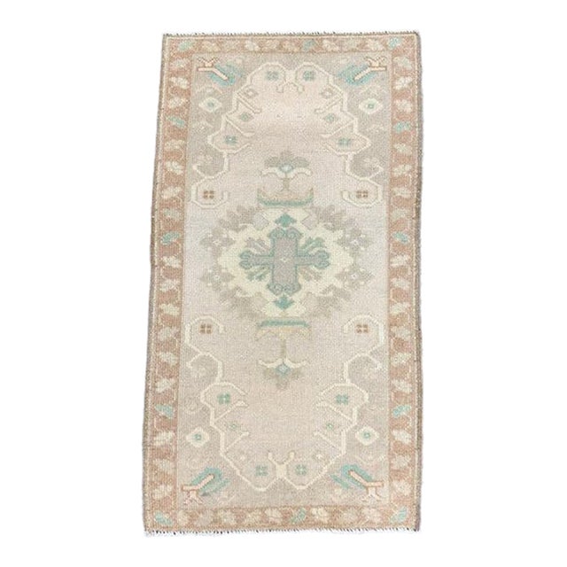 Turkish Mini Rug Oriental Hand Knotted Vintage Rug 1'7" x 2'11" #17090 For Sale