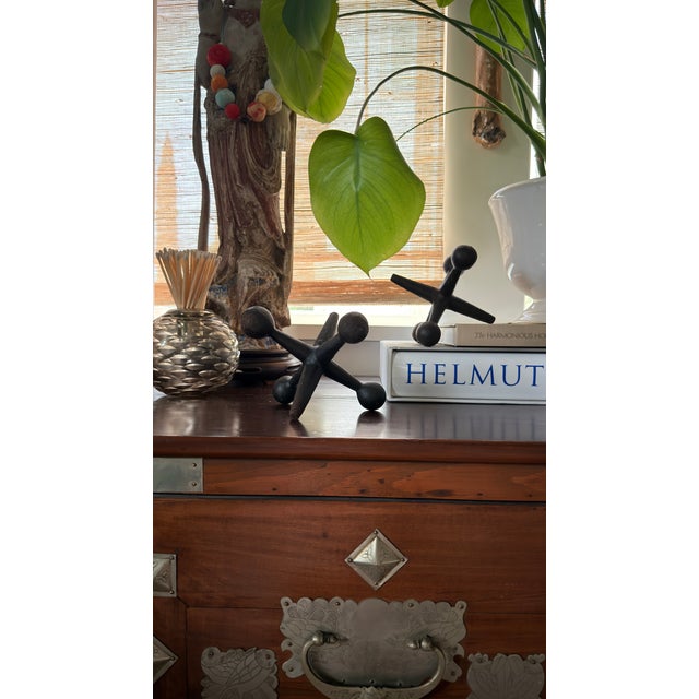 Mid-Century Modern Pair of Oversized Cast Iron Decorative Jacks For Sale - Image 3 of 3