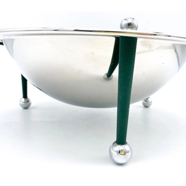 Mid-Century Italian Lauffer by Towle Stainless Bowl With Green Feet – Postmodern / Space Age For Sale - Image 12 of 13