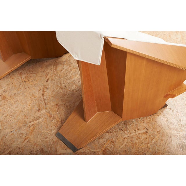 Taliesin Origami Chairs in Cherrywood and Fabric Upholstery by Frank Lloyd Wright for Cassina, 1986, Set of 2 For Sale - Image 10 of 16