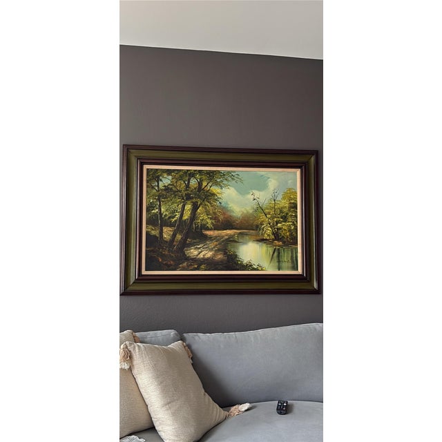 Philip Cantrell Michigan Born Artist Original Oil on Canvas Framed Midwest Landscape Midcentury Extra Large Artwork For Sale - Image 12 of 12