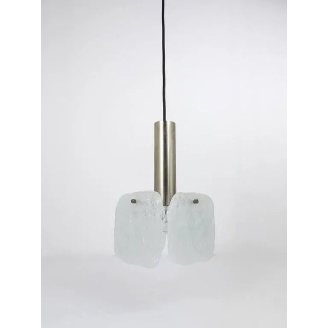 Frosted Ice Glass Panel Pendant Lamp attributed to J. T. Kalmar for Kalmar, Austria, 1960s For Sale - Image 9 of 11
