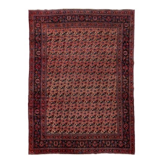 10 X 14 Vintage Persan Bidjar Wool Rug in Tan With Allover Design For Sale