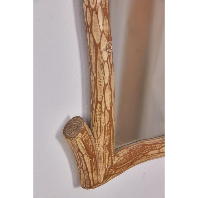 Tan Vintage Wall Mirror in Brutalist Log Finish, 1970s For Sale - Image 8 of 12