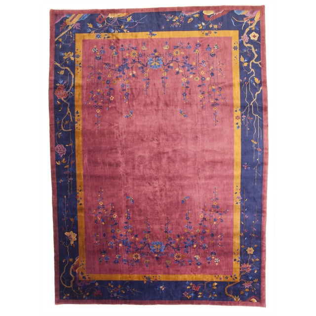 1910s Early 20th Century Antique Hand-Knotted Chinese Rug - 11′ × 15′6″ For Sale - Image 5 of 5