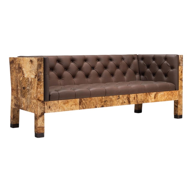 Sculptural Birchwood Sofa in Birch Bark and Leather from Werner Neumann, the Netherlands, 2010 For Sale