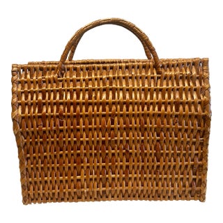 Vintage Wicker Tote For Sale