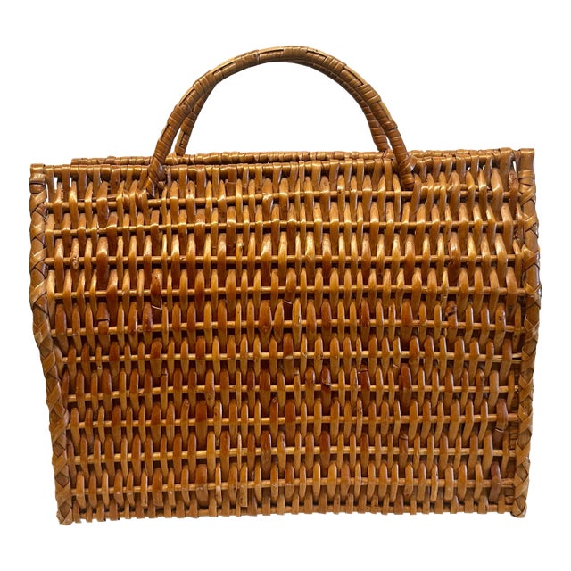 Vintage Wicker Tote For Sale