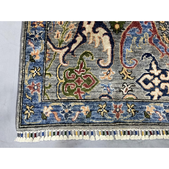 Gray & Blue Chobi Wool Runner Rug, Persian Bijar Floral Design, 2′7″ × 9′8″ For Sale - Image 12 of 15