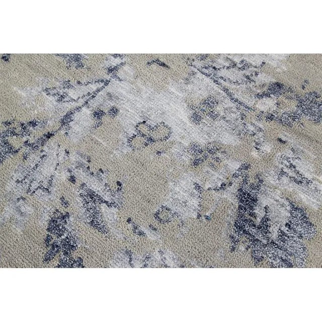 Handwoven Wool and Silk Light Gray/Blue Artisan Style Rug 12'1" X 15'8" For Sale - Image 11 of 12