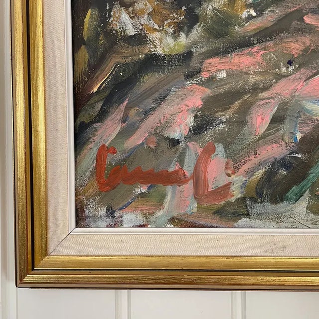 1950s Large Mid-Century Finnish Modernist Expressionist Oil Painting by Olavi Laine For Sale - Image 9 of 18