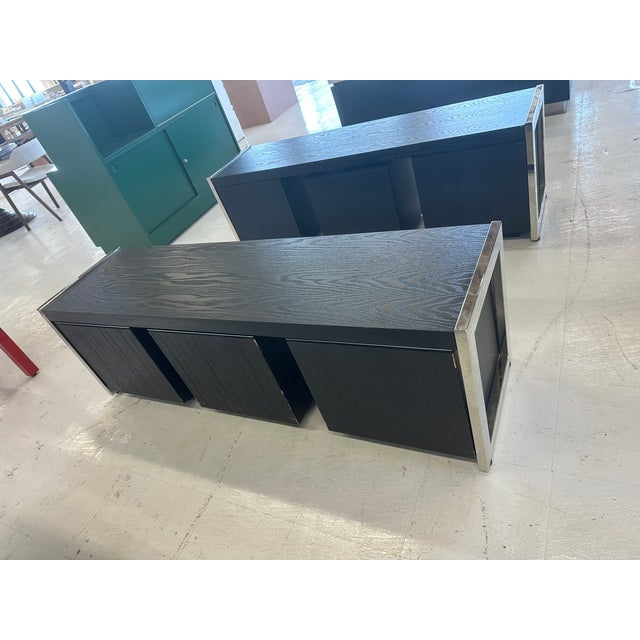 Modern Storage Cabinets From Armani Xchange ; Brushed Steel and Ebonized Wood For Sale In Chicago - Image 6 of 9