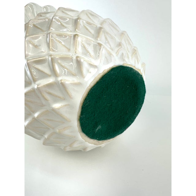 Vintage Mid Century Ceramic Pineapple Vase With Scalloped Rim For Sale - Image 9 of 9