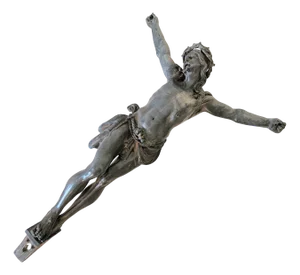 Large Antique Tin Jesus Christ Wall Figure, 1880