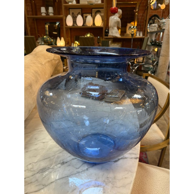 Glass Italian Blue Art Glass Vase, 1970s For Sale - Image 7 of 9