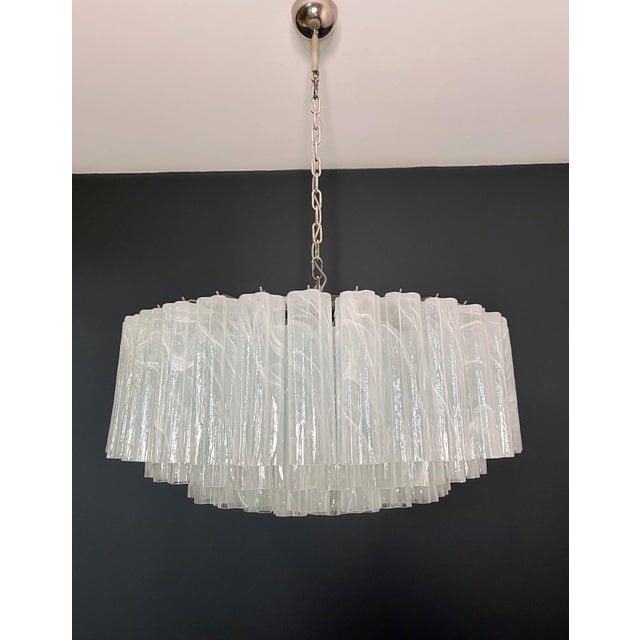 Large Murano Glass Chandelier in White Alabaster Glass Tube, 1990s For Sale - Image 17 of 18