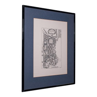 Vintage Framed 18th Century Street Map, London, West End, Soho, Leicester Square For Sale